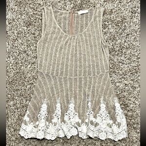 Altar’d State Beige Lace Tank Top - Small